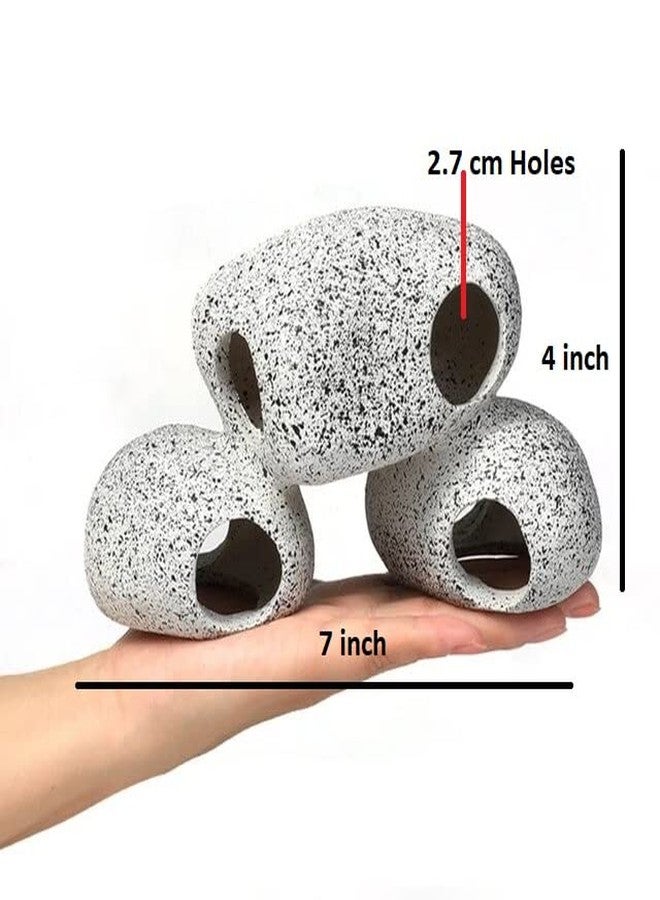 GIG BAZAAR Aquarium Stone Shelter Rock Realistic Artificial Rock Small Fish Shrimp Hideaway Decoration Ornament Accessories (White & Black) - Image 3