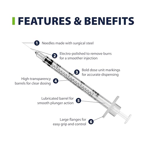 Easy Touch Pet U-40 Insulin Syringes for Dogs & Cats – 29G 0.5cc 1/2", Half-Unit Markings, Compatible with U-40 Insulin, Box of 100 (For Animal Use Only) - Image 2