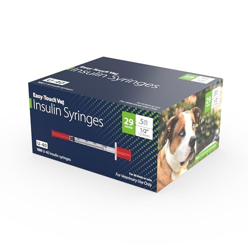 Easy Touch Pet U-40 Insulin Syringes for Dogs & Cats – 29G 0.5cc 1/2", Half-Unit Markings, Compatible with U-40 Insulin, Box of 100 (For Animal Use Only) - Image 1
