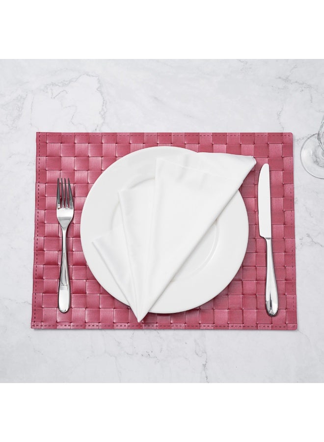 Restaurantware Macroweave 16 x 12 Inch Woven Placemats, Set Of 6 Rectangle Table Placemats - Durable, Easy To Clean, Red Plastic Placemats For Dining Table, For Homes or Restaurants, - Image 4