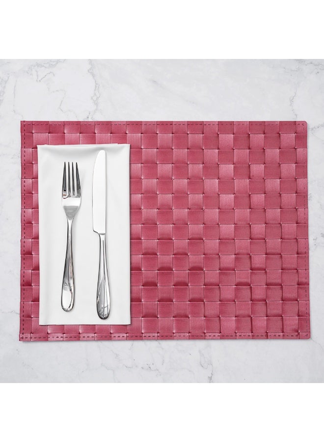 Restaurantware Macroweave 16 x 12 Inch Woven Placemats, Set Of 6 Rectangle Table Placemats - Durable, Easy To Clean, Red Plastic Placemats For Dining Table, For Homes or Restaurants, - Image 3