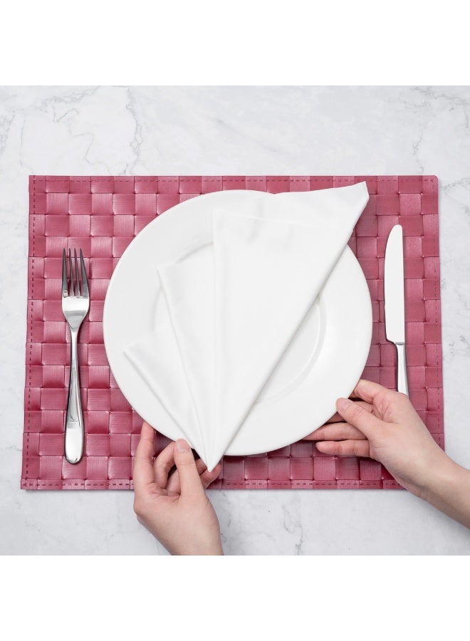 Restaurantware Macroweave 16 x 12 Inch Woven Placemats, Set Of 6 Rectangle Table Placemats - Durable, Easy To Clean, Red Plastic Placemats For Dining Table, For Homes or Restaurants, - Image 5