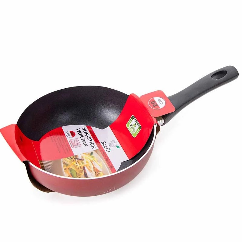 Beefit Non-Stick Induction Wok Pan (BW-20R) Cooking Fry Pan 20cm- Maroon