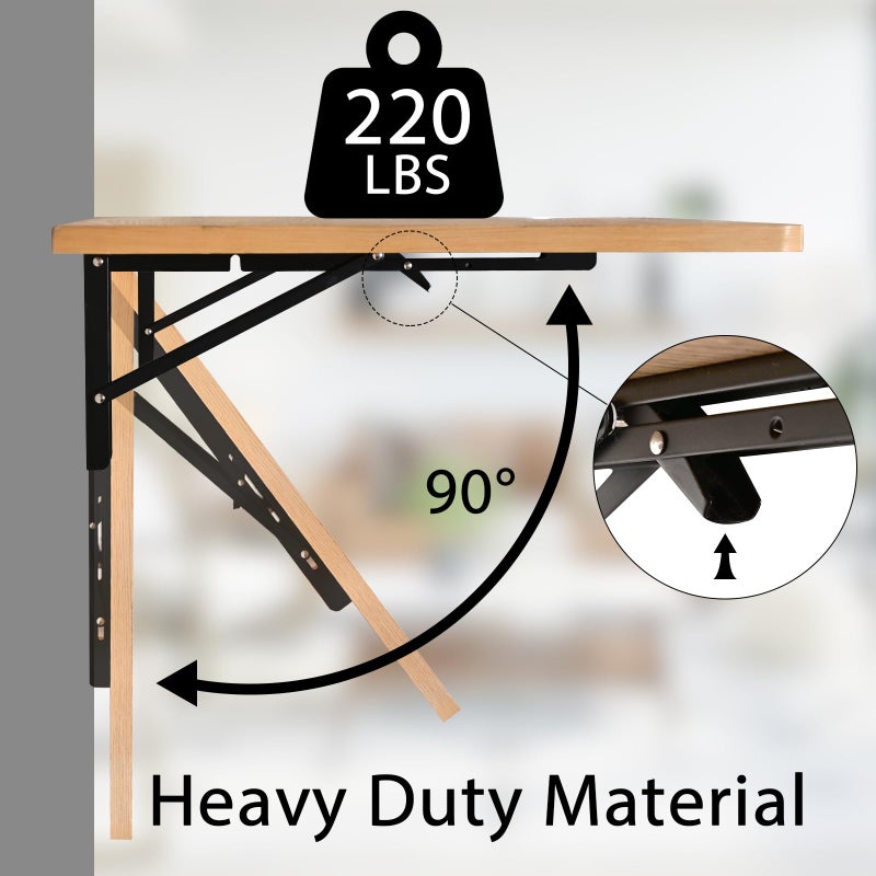 FUIN Wall Mounted Laundry Folding Table, Fold Down Table Wall Mount Desk, Collapsible Foldable Floating Workbench for Workshop, Garage, Home, Office, Bar, Kitchen & Dining Room - Image 3