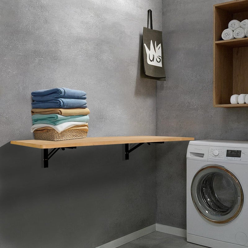 FUIN Wall Mounted Laundry Folding Table, Fold Down Table Wall Mount Desk, Collapsible Foldable Floating Workbench for Workshop, Garage, Home, Office, Bar, Kitchen & Dining Room - Image 1
