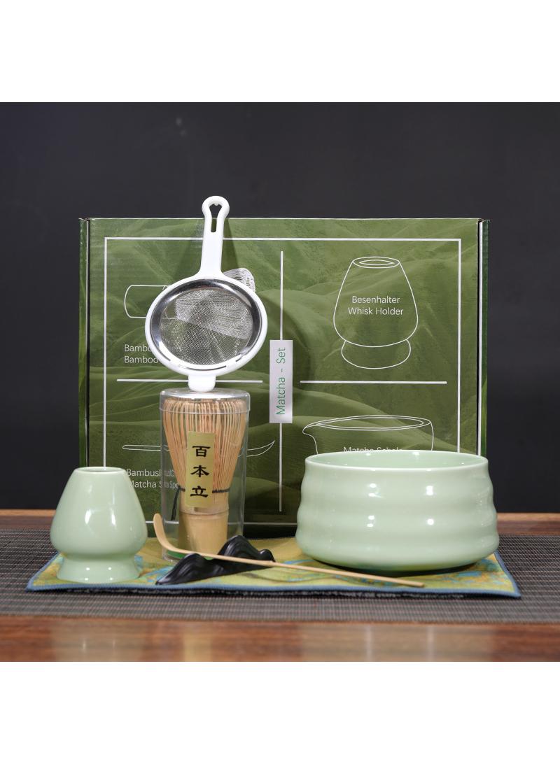 Bluejw Matcha Tea Set Japanese Matcha Tool, Handmade Matcha Ceremony Accessory 7PCS Traditional Matcha Whisk Holder Tea Making Kit Matcha Bowl Tea Scoop Bamboo Whisk Matcha Whisk Kit for Home Gift - Image 1