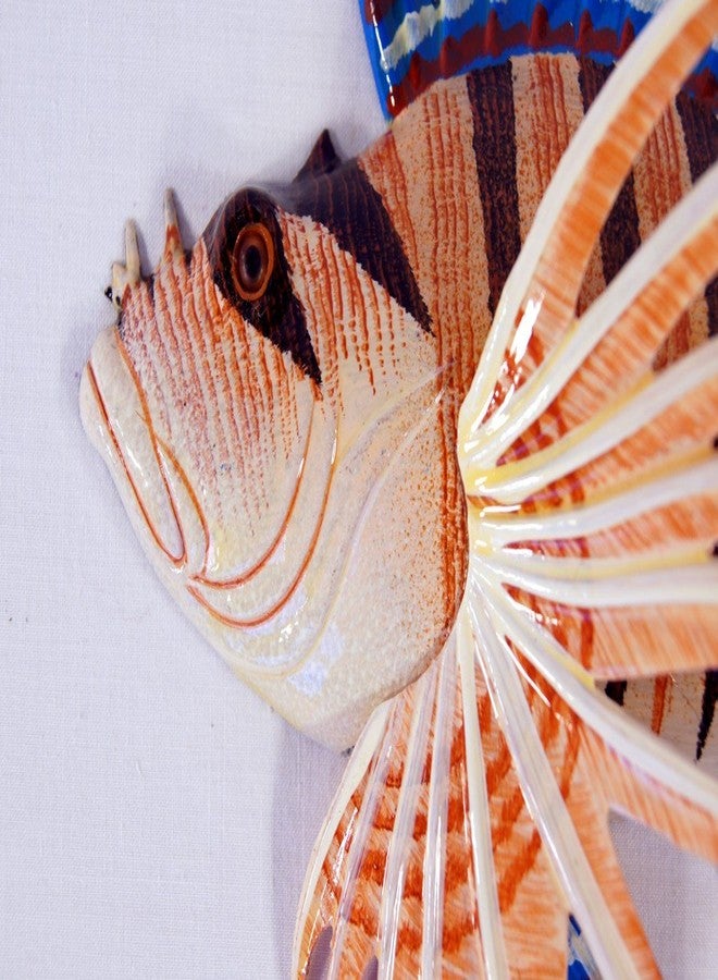 LX Handpainted Tropical Lionfish Lion Fish Replica Wall Mount Decor Plaque 8" - Image 2