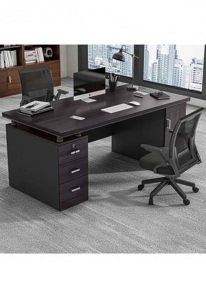 Modern Administrative Office Desk with 3 Drawers and 1 Cabinet, 120cm Large Countertop Computer Desk, Spacious Workstation with Storage for Home Office, Study & Gaming - Image 1