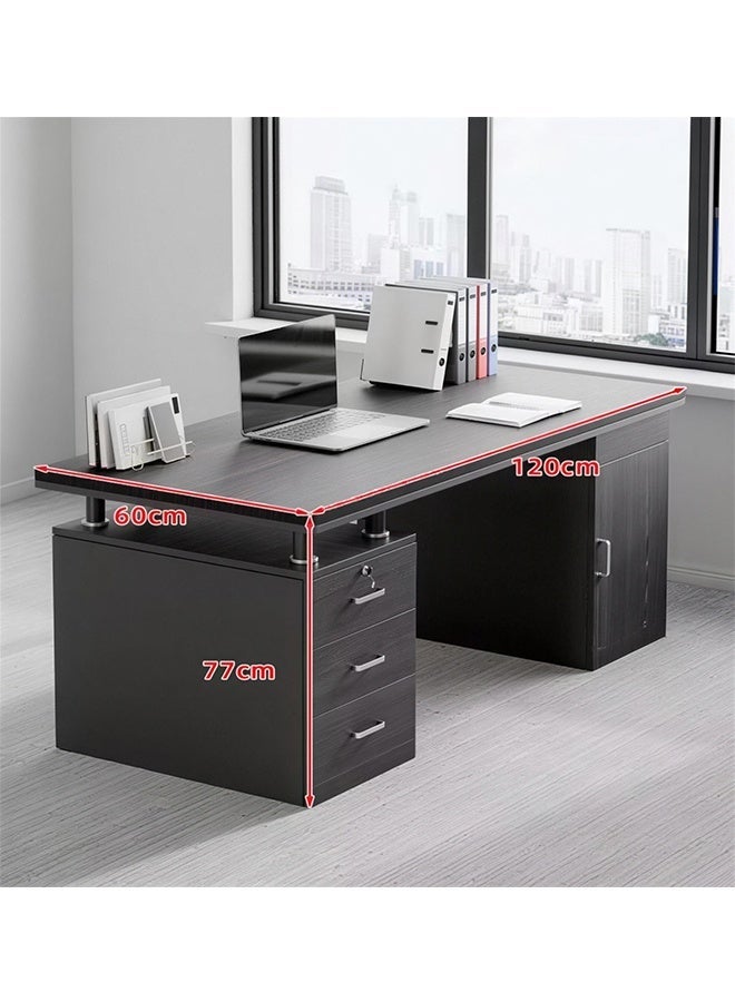 Modern Administrative Office Desk with 3 Drawers and 1 Cabinet, 120cm Large Countertop Computer Desk, Spacious Workstation with Storage for Home Office, Study & Gaming - Image 2
