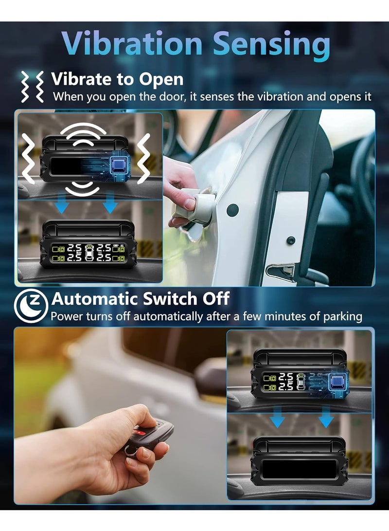 بوي نظام مراقبة ضغط الإطارات TPMS قابل للتعديل والإزالة، جهاز مراقبة ضغط الإطارات بالطاقة الشمسية مع 6 أوضاع إنذار وكشف تلقائي في الوقت الحقيقي للسيارات من 22-87 Psi - Image 5