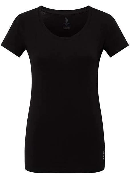 يو اس بولو اسن BASE. Polo Assn. Women's Black Deep Round Collar T-Shirt 66003