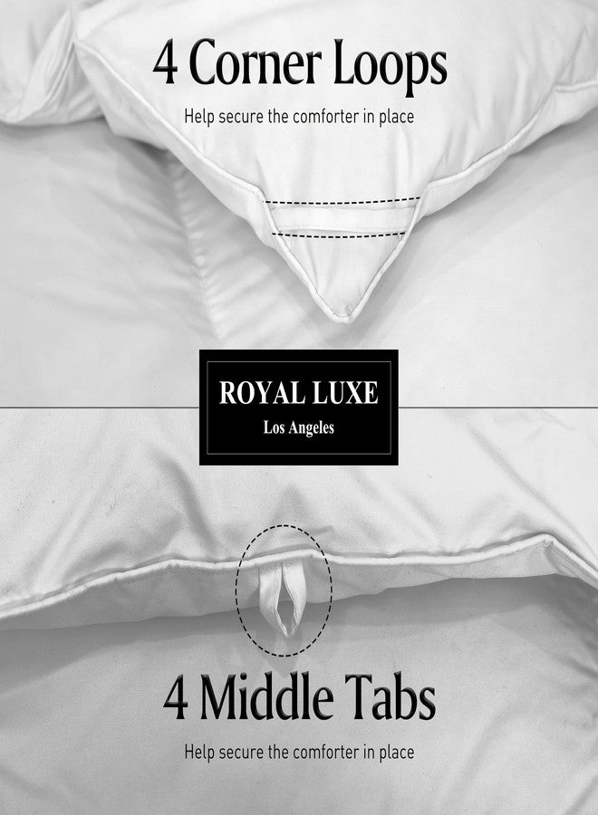 Royal Luxe Goose Feather Down Fiber Comforter - 100% Cotton Fluffy Duvet Insert - Luxury Hotel Quilts Lightweight Bedding Comforter - Light Warmth, 90 x 90 Inch, White - Image 4