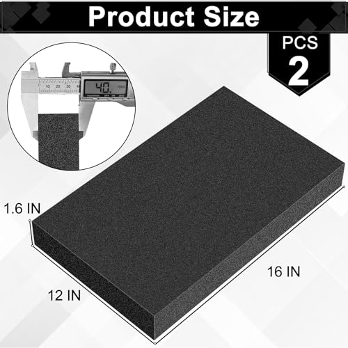 ToLanbbt Polyurethane Foam Sheets 2P 16 x 12 x 16 Inch Cuttable Tool Box Case Foam Inserts Paddings Black Cushion Foam Packing Pads for Case Toolbox Game Box Craft Camera Storage - Image 3