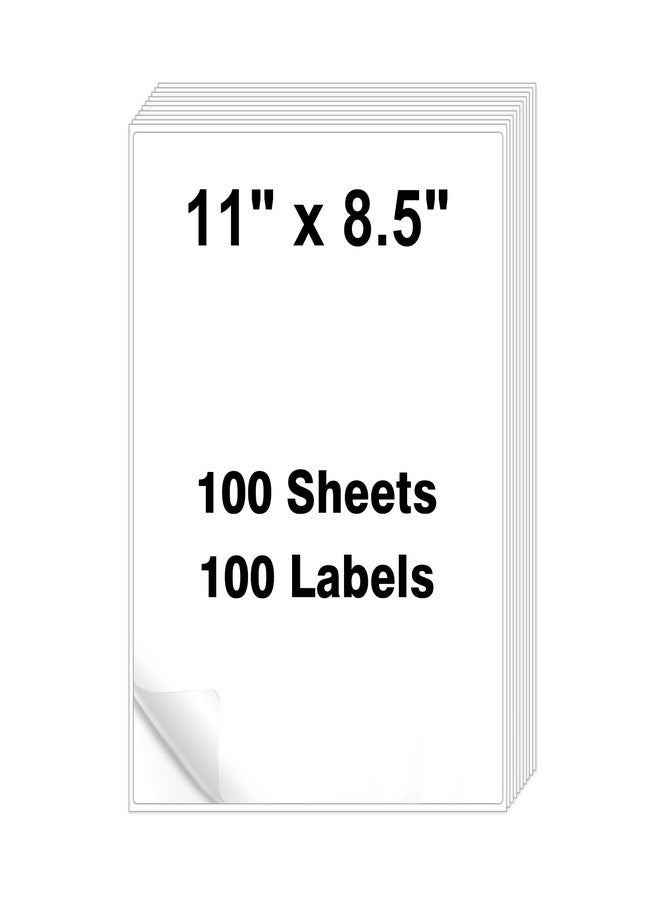 Pony Packaging Full Sheets Sticker Paper for Laser & Ink Jet Printers 8.5" x 11", White Blank Mailing Labels Strong Adhesive Sticker Labels, 100 Sheets 100 Labels （HB-R001） - Image 1