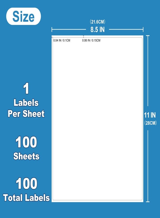 Pony Packaging Full Sheets Sticker Paper for Laser & Ink Jet Printers 8.5" x 11", White Blank Mailing Labels Strong Adhesive Sticker Labels, 100 Sheets 100 Labels （HB-R001） - Image 2