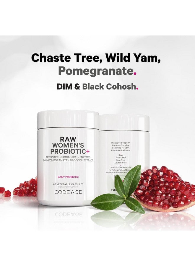 Codeage Raw Women’s Probiotic+ Supplement - 34 Probiotic Strains, 100 Billion CFUs, Digestive Enzymes, Prebiotic Blend, DIM, Pycnogenol Herbal Extracts, Phytonutrients - Non-GMO - 30 Capsules - Image 4