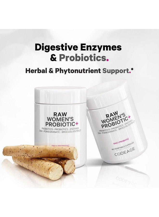 Codeage Raw Women’s Probiotic+ Supplement - 34 Probiotic Strains, 100 Billion CFUs, Digestive Enzymes, Prebiotic Blend, DIM, Pycnogenol Herbal Extracts, Phytonutrients - Non-GMO - 30 Capsules - Image 3