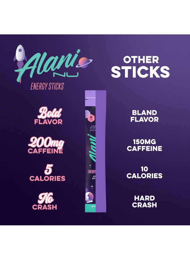 Alani Nu COSMIC STARDUST Energy Sticks | Energy Drink Powder | 200mg Caffeine | Pre Workout Performance with Antioxidants | On-The-Go Drink Mix | Biotin, B Vitamins | Zero Sugar | 5 Calories | 10 Pack