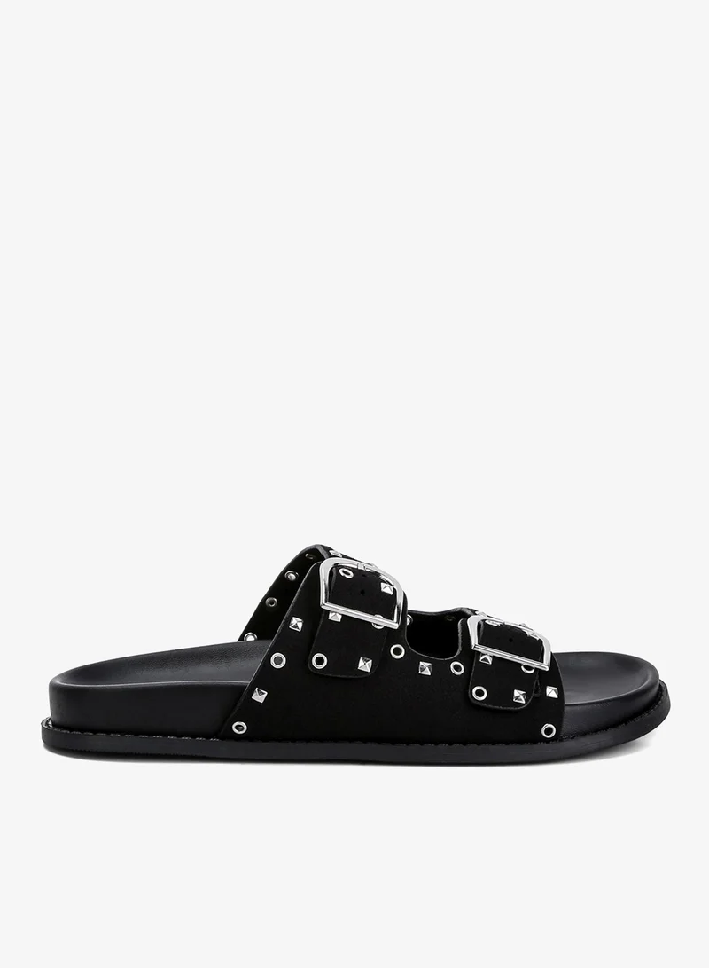 Lenny Embellished Sandals in Black