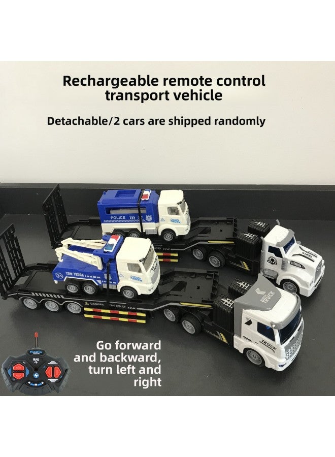 Engineering Vehicle Toy Children's Wireless Remote Control Car Double Deck Flat Heavy Truck Transport Semi Trailer Electric Model-Color:QH200-7D Long-head Double-layer Flat Trailer With 4 Sliding Trolleys (1 Lithium Battery 1 Charging Line)  - Image 5