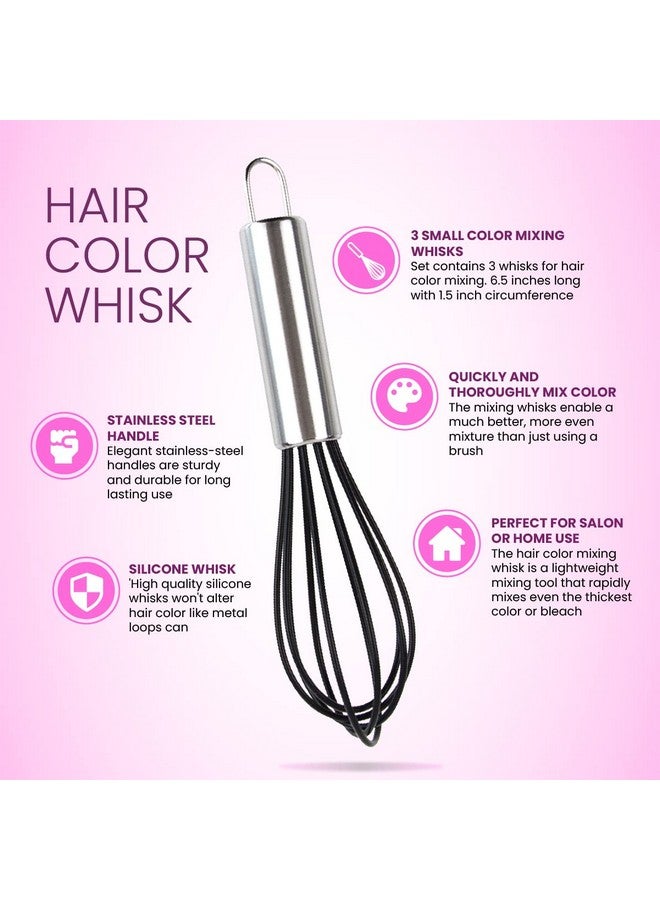 Salon Supply Co Hair Color Whisk - Set of 3 - Hair Color Mixer - Silicone with Stainless Steel Handle - Salon Hair Wisk - Color Whisk - Hair Whisk Color Mixer - Hair Dye Whisk - Color Wisk - Image 3
