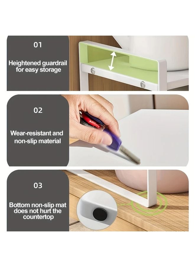 White Adjustable Height Expandable Kitchen Cabinet Organizer Pull Out Shelf - Image 2