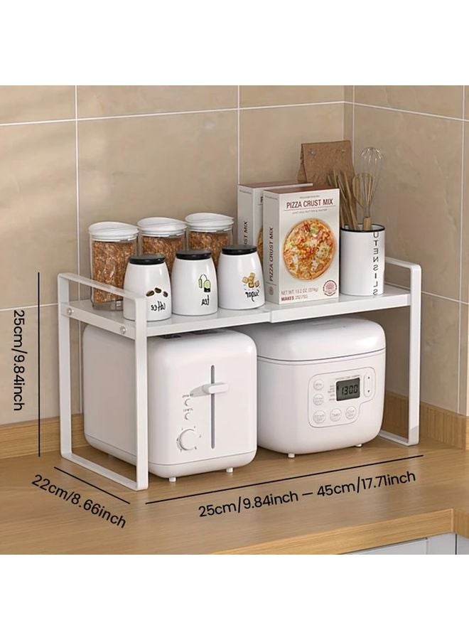 White Adjustable Height Expandable Kitchen Cabinet Organizer Pull Out Shelf - Image 3