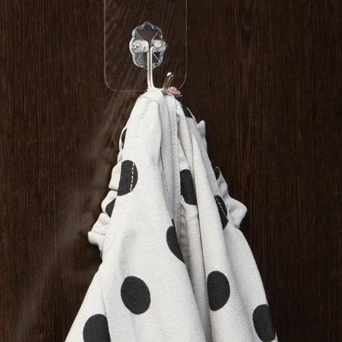 HomeStrap Transparent Self-Adhesive Hooks (Pack of 24) | Rustproof & Waterproof PVC Hooks | Strong Wall Hanging Solutions Without Drilling for Kitchen and Bathroom Accessories - Image 3