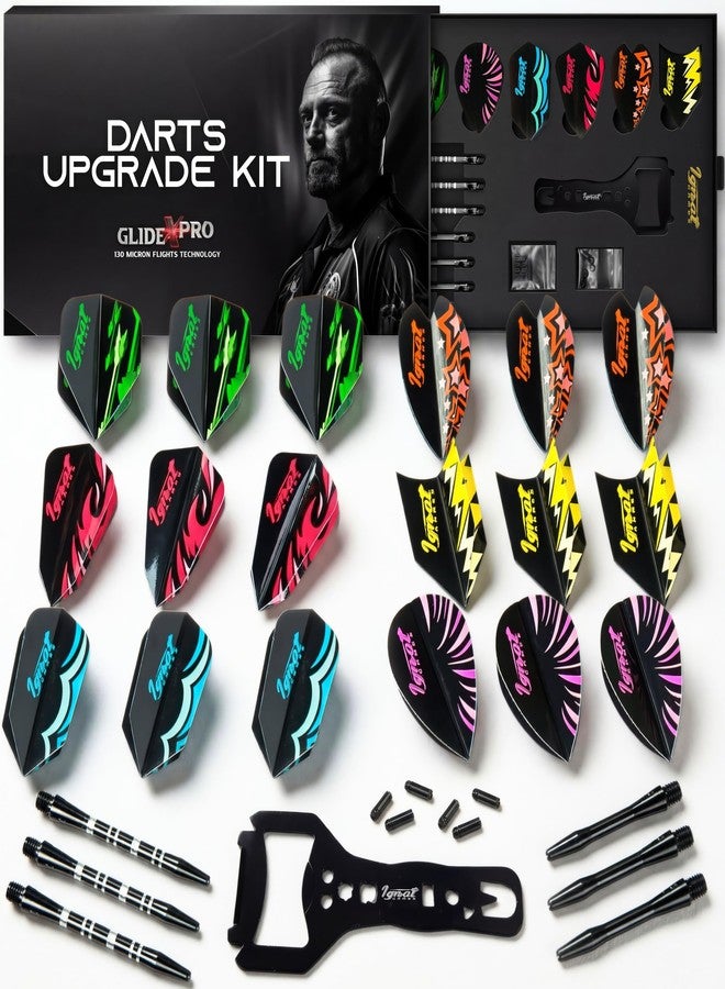 IgnatGames Dart Flights and Accessories – 18/30 GlideXPro 130 Micron Flights in Various Shapes and 6 Flight Protectors - Image 1