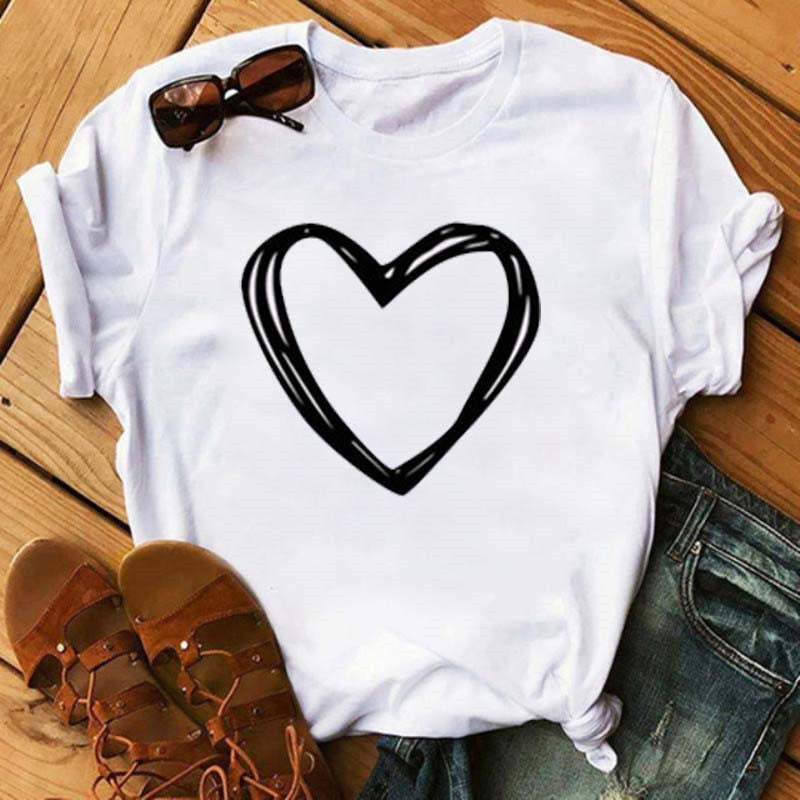 Cross-border supply T-shirt printed T-shirt women's short-sleeved women's clothing - Image 1
