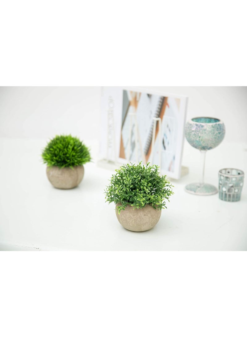 ALAMAREQ 2Pcs Mini Artificial Boxwood Topiary Faux Plants Indoor- Small Fake Plants Decor Magnolia Home Office Desk Cubicle Farmhouse Kitchen Bookshelf Bedroom Bathroom Decor, Aloe Vera Zen Garden - Image 5