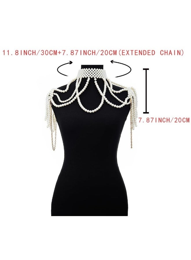 Pearl Shawl Body Chain, Pearl Shoulder Necklace Body Jewelry, Bra Tassel Body Chain, Summer Beach Body Accessories, Party Body Chains - Image 3