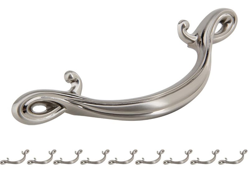 Silverline 10 Pack Cabinet Curved Arch Handle Satin Nickel 4 102mm Hole Centers Drawer Pull Kitchen Furniture Dresser Cupboard Hardware