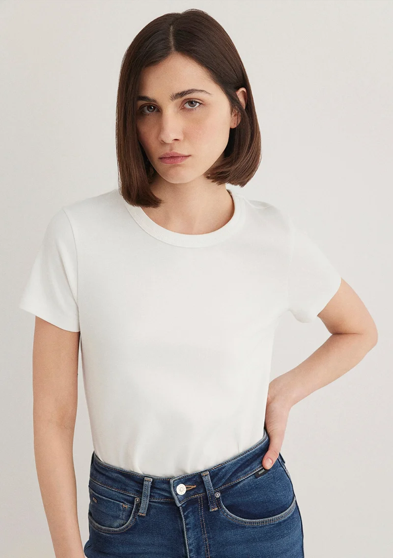 مافي White Basic T-Shirt