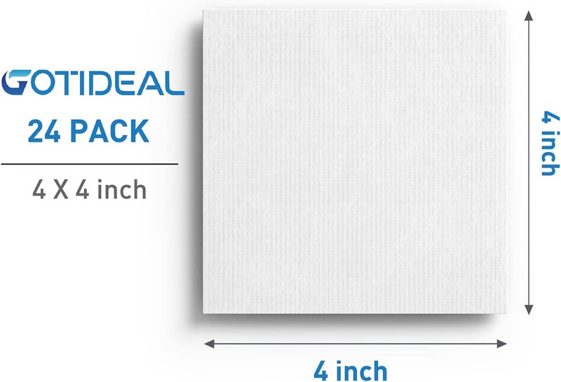 GOTIDEAL Canvases for Painting, 4x4 inch of 24, Professional Primed White Blank Flat Canvas Panels- 100% Cotton Artist Canvas Boards for Acrylics Painting, Oil Watercolor Tempera - Image 2