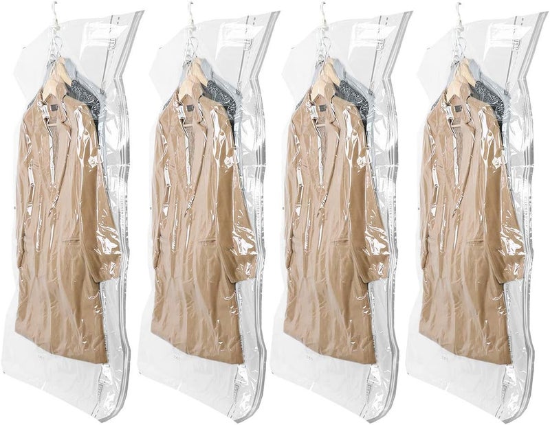 MAKINGTEC 4 Pack Hanging Vacuum Storage Bags Space Saver Bags for Clothes, Long 70x120 cm, Vacuum Seal Storage Bag Clothing Bags for Suits, Dress Coats or Jackets, Closet Organizer and Storage - Image 1