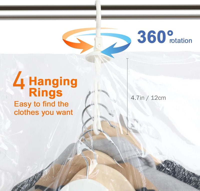 MAKINGTEC 4 Pack Hanging Vacuum Storage Bags Space Saver Bags for Clothes, Long 70x120 cm, Vacuum Seal Storage Bag Clothing Bags for Suits, Dress Coats or Jackets, Closet Organizer and Storage - Image 4