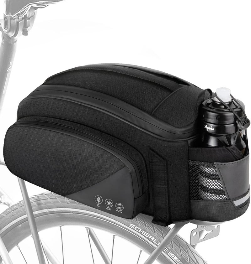 WOTOW 12L Waterproof Reflective Rear Bike Rack Bag with Water Bottle Holder - Image 1