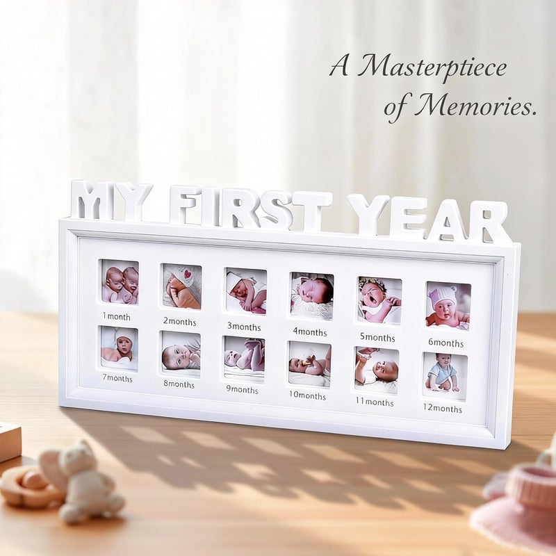 MICKYU My First Year Baby Frame - 12 Month Milestone Picture Frame, Newborn Keepsake for Nursery Decor, Monthly Photo Display for Baby Boy & Girl - Image 5