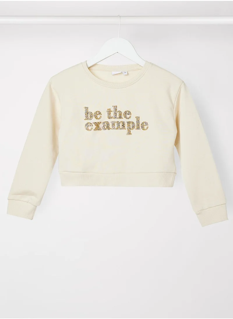 NAME IT Kids Glitter Cropped Sweatshirt