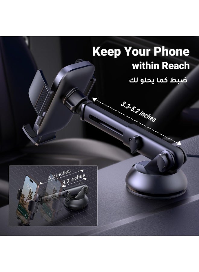 Car Phone Holder Car Mount, [Upgraded 4-in-1 Dashboard/Air Vent/Windscreen], [One-button Release], Metal Hook Mobile Holder, Fit for iPhone 17/16/15/14, Samsung S25/24/23, 4.7-7.2" Accessories - Image 3