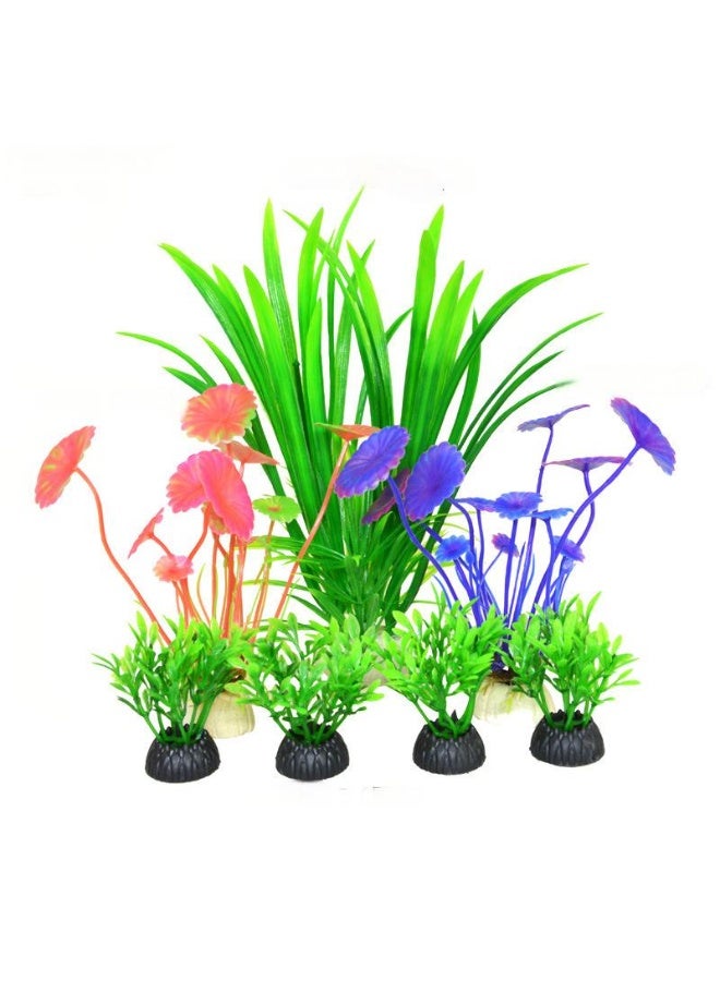 Artificial Aquarium Plants Decor, Fish Tank Artificial Plastic Plants, Emulational Plants for Home Office Fish Tank Aquarium Decorations Combo Set 1