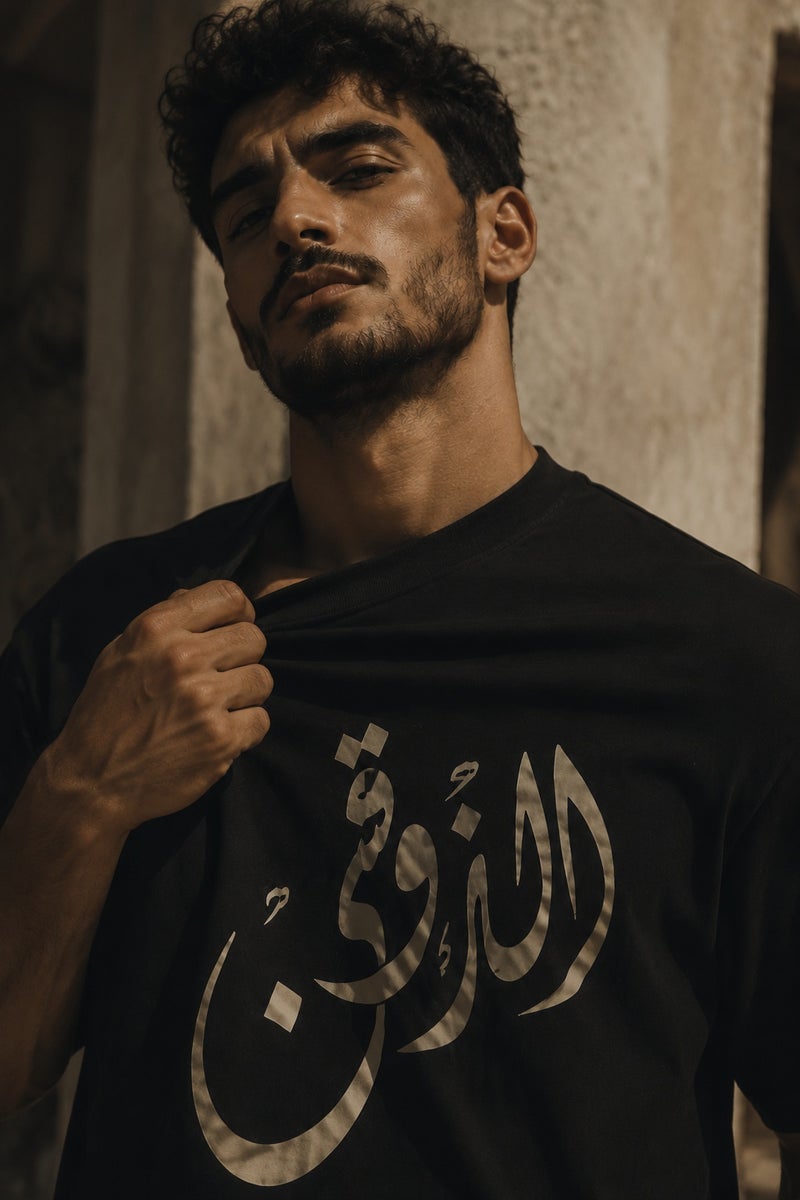 Men's Black Arabic Calligraphy Graphic T-Shirt Oversized Casual Short Sleeve Crew Neck Streetwear Tee - Image 5