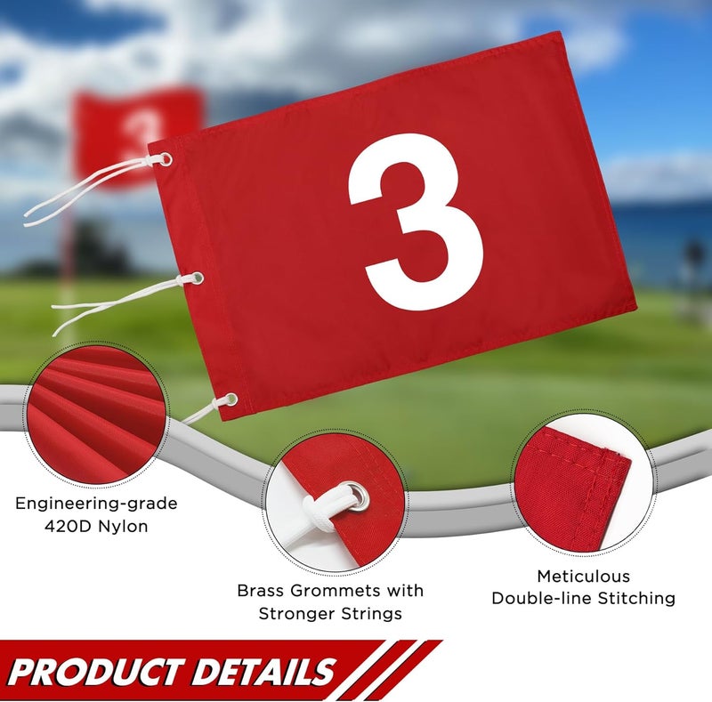 KINGTOP Golf Flag 20x14 Inch - 420D Nylon, Brass Grommets - Standard Putting Green Flags for Backyard Practice, Golf Courses, Country Club - Image 2