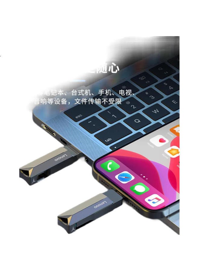 Lenovo Lenovo 32Gb Phone Usb Flash Drive, Type-C Usb3.2 Dual Interface Rotating Flash Drive, Durable Metal, Essential For Business And Office, Y200 Series - Image 2