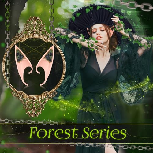 Riyiper 3 Pcs Mushroom Hat Accessories Set Renaissance Medieval Costume Victorian Fairy Elf Outfit Ears Garland for Women(Black,Modern Style) - Image 3