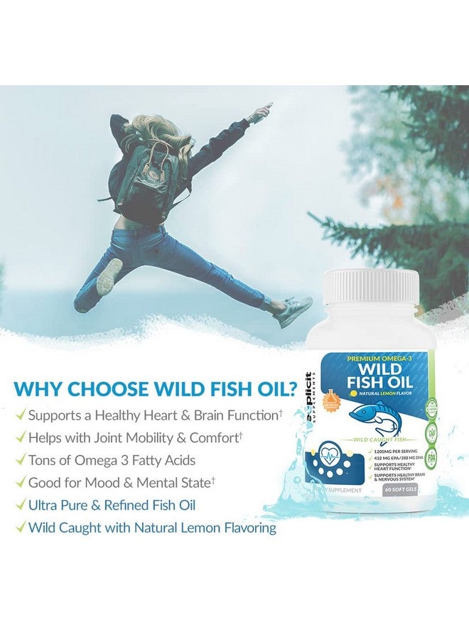 eXplicit Supplements Wild Fish Oil Omega 3 Epa/Dha Burpless Lemon Flavored Non Gmo Gluten & Soy Free 1200Mg Per Serving 60 Servings 60 Capsules - Image 5