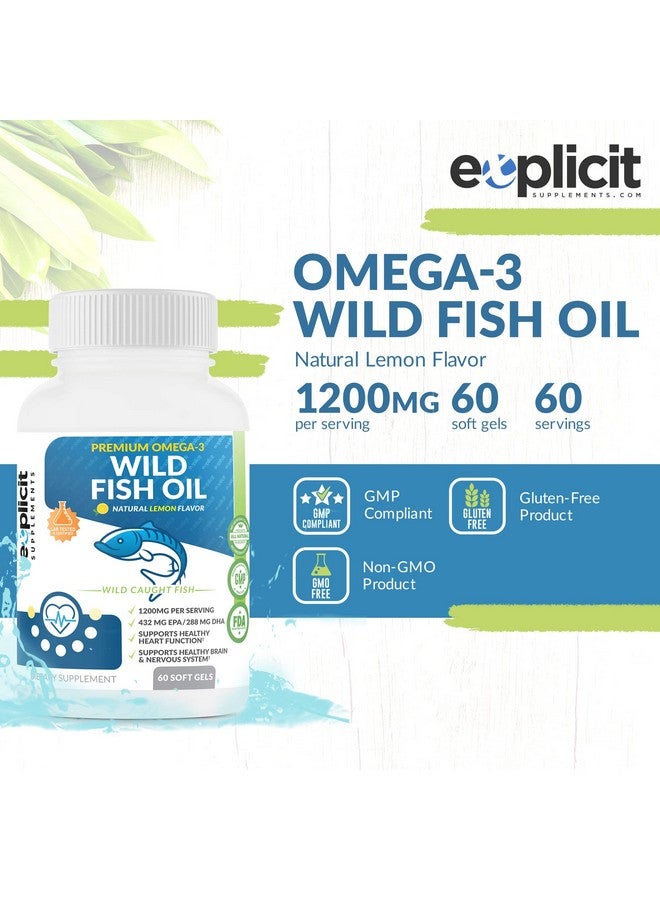 eXplicit Supplements Wild Fish Oil Omega 3 Epa/Dha Burpless Lemon Flavored Non Gmo Gluten & Soy Free 1200Mg Per Serving 60 Servings 60 Capsules - Image 3