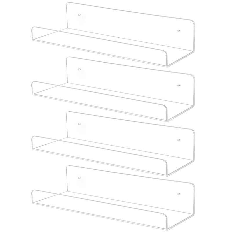 TONICE 4 Pack Acrylic Shelves for Wall 6in Floating Shelf Wall Mounted Set for Room Bedroom Bathroom Kitchen Living Room Office Book Shelf Storage Decor - Image 2