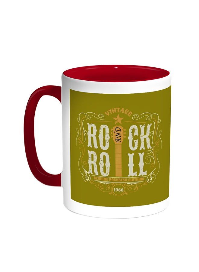 RKN Rock And Roll Printed Coffee Mug Red White - Image 1